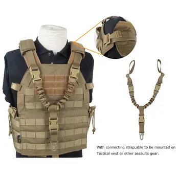 

Tactical Gun Sling Adjustable Quick Release Single Point Bungee Rifle Shoulder Sling with Vest Chest Rig Hunting Accessory