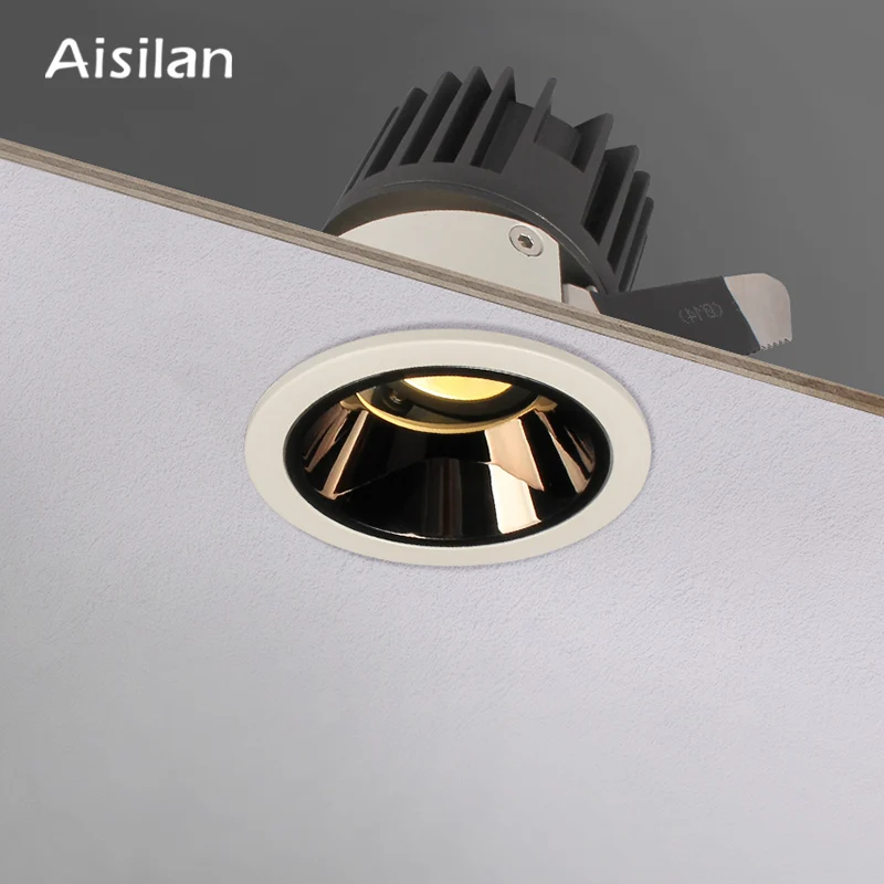 

Aisilan Round Black Recessed LED Downlight cut out 7.5CM Built-in LED Narrow Border Spot light 7W for Indoor Lighting CREE Chip