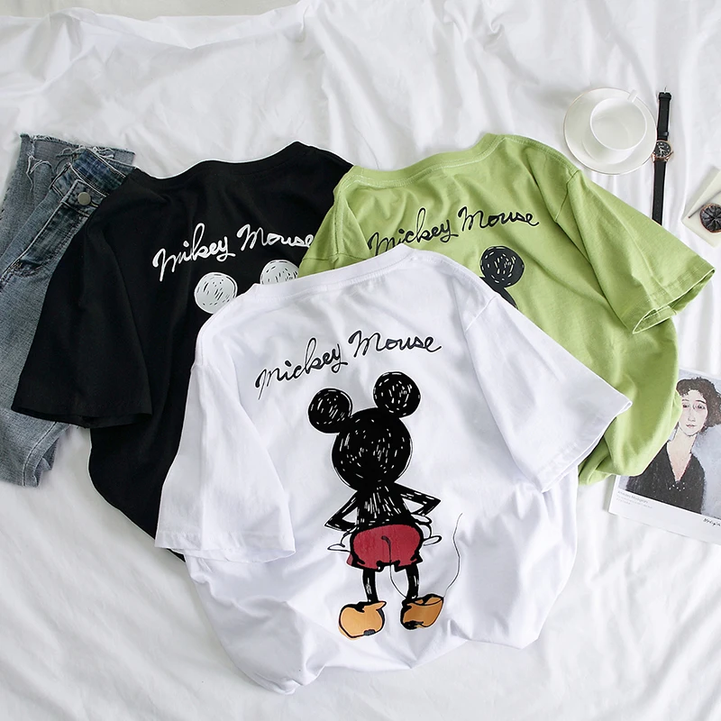Imprimer-dessin-anim-souris-2020-t-t-shirt-femmes-manches-courtes-O-cou-l-che-Harajuku