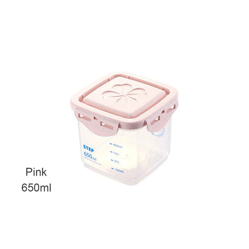 Пластиковый диспенсер для зерновых культур, коробка для хранения, Кухонный Контейнер для зерна риса, портативный органайзер, банка для хранения зерна 15x7,5x29,5 см - Цвет: pink 650ml