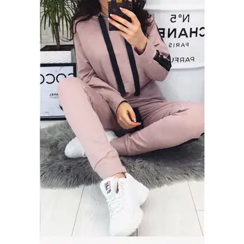 

2020 Women Casual Tracksuit Sportswear Sets Women Patchwork Hoodies Sweatshirt and Sweatpant 2 Pcs Set Spring Autumn Jogger Set