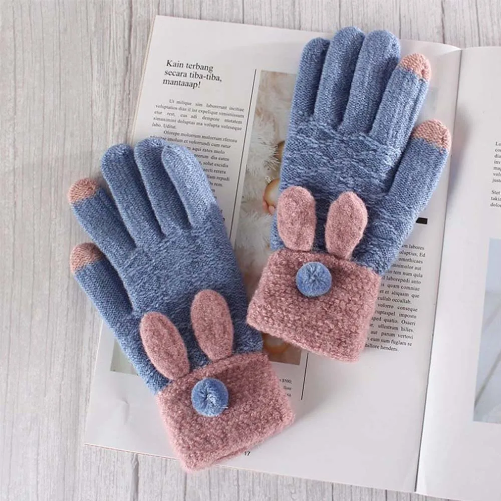 blue Женская грелка для рук, подарок, мягкие варежки на пол пальца, вязаные перчатки, утолщенная искусственная шерсть, теплые, Осень-зима, 1 пара - Цвет: blue