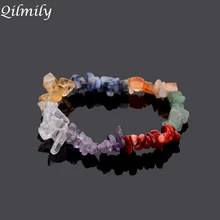 7 Charka натуральный камень кварц Кристалл Браслеты для женщин девочек отрегулировать исцеление браслеты из бисера рейки Йога ювелирные изделия подарок сувениры