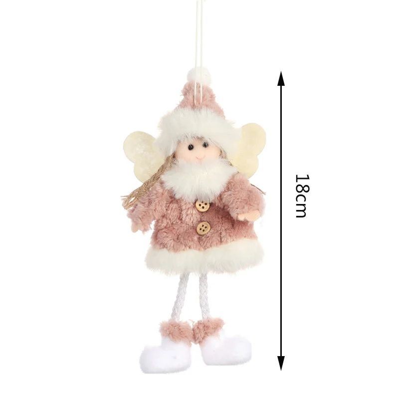 Милые рождественские украшения, розовые, белые шелковые плюшевые Висячие куклы, оконные украшения ангела для дома, Рождественская елка, рождественские подарки - Цвет: H 18x9cm