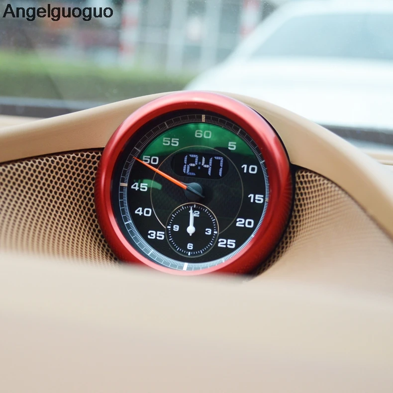 Red For Porsche Panamera Cayenne Macan Car Console clock watches time decoration ring cover sticker