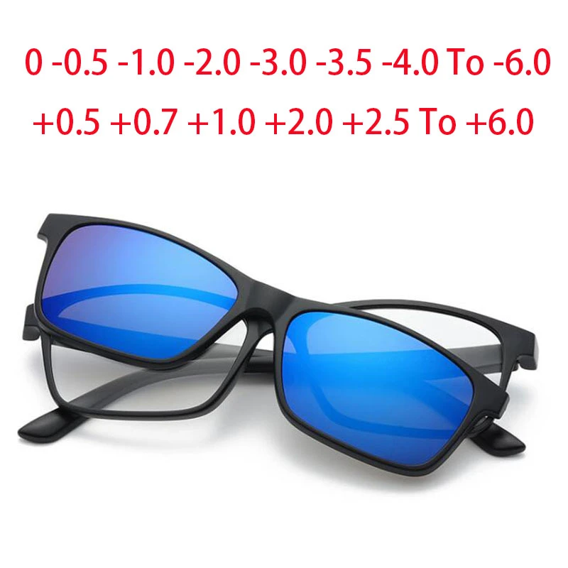 Gafas cuadradas para miopía, lentes con Clip magnético 2266, 0 0,5 1,0 2,0 a 6,0, gafas de sol para + 0,5 + 1,0 + 2,0 a + 6|Gafas de sol para mujer| - AliExpress