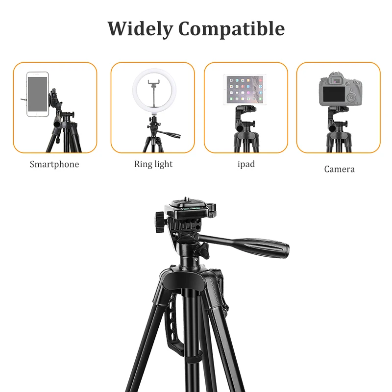 Tripod - 55inch/140cm Portable Tripod Stand For Smartphone Ring Light Dslr Photography Tripod Camera Holder With Phone Clip Tripodes