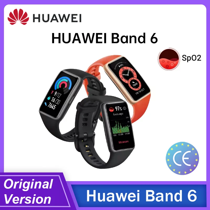 Оригинальный Смарт-браслет Huawei Band 6 китайская версия SpO2 BT 5 0 многоязычный