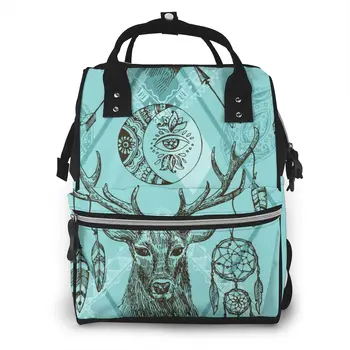 

Boho Deer And Dreamcatcher Nappy Backpack Mummy Bag Large Capacity Mom Baby Multi-function Waterproof Outdoor Travel Diaper Bags