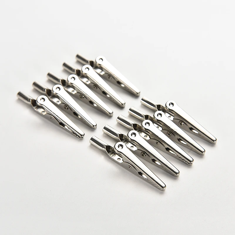 10Pcs/lot Test Clips Stainless Steel Alligator Crocodile Cable Lead Screw Fixing Use In Stereo Applications 52mm