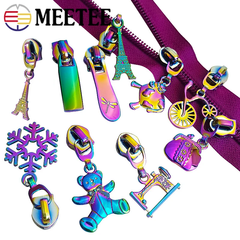 5/10/20Pcs 5 Alloy Zipper Silder For Nylon Zips Bag Purse Zippers Pull