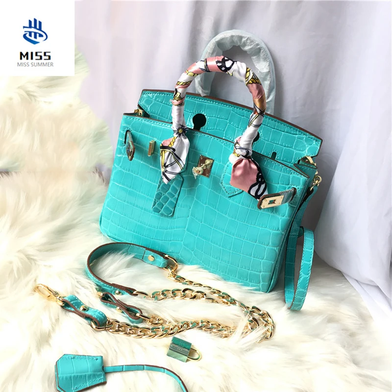 

Gold buckle new platinum women's bag Macaron series handbag Luxury design shoulder bag Genuine Leather crocodile crossbody bag