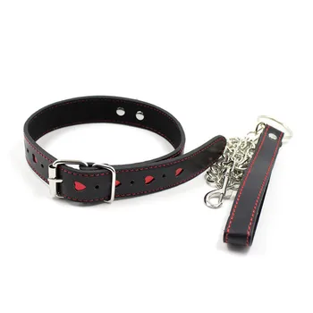 BDSM Collar Bondage red heart Leash ring steel chain adult slave Sex Toys For lover role play Posture Spreader,cosplay Erotic 6