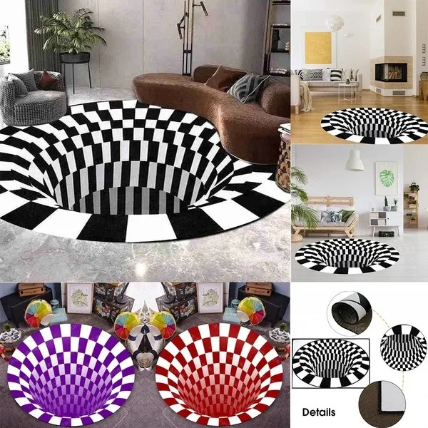 3D Round Carpet Stereo Illusion Experience Floor Mat Home Living Room Tea Table Sofa Geometric Decoration | Дом и сад