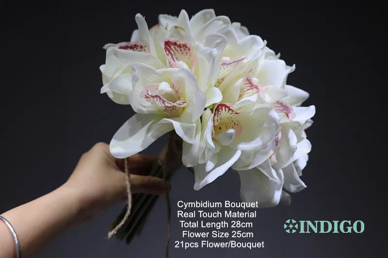 Индиго 21 шт./лот белый орхидеи Цимбидиум ПУ Орхидея из латекса невесты банкет Настоящее прикосновение искусственный цветок для свадьбы партии