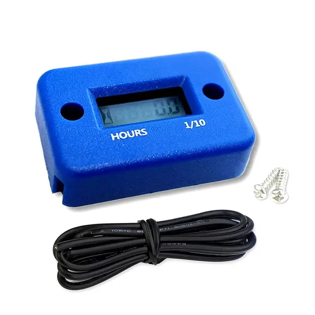 Motorcycle Hour Meter With Battery Timer LCD Digital Display RPM Car Jet Ski Boat Meter Counter Tachometer Gauge Engine Tool blue