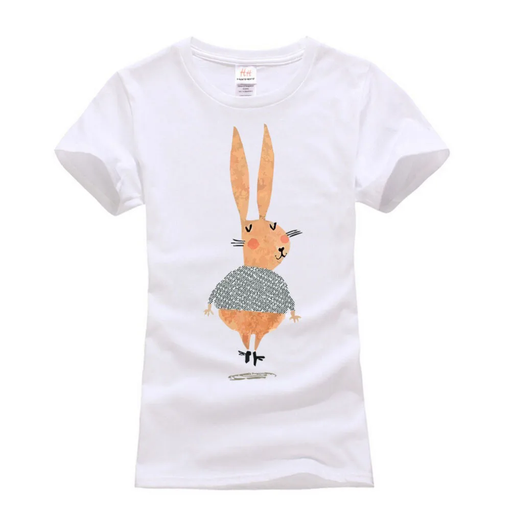 

Creative Cute Rabbit Breathable T-Shirts Girls Army Green Normal Cartoons Round Neck Shirt 2019 Japanese Tee Top Ladies Tops