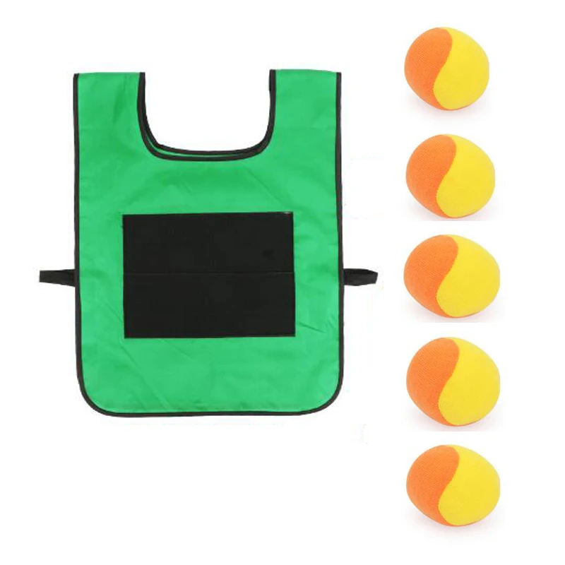 1Set Game Props Vest Sticky Jersey Vest Game Vest Waistcoat With Sticky Ball Throwing Children Kids Outdoor Fun Sports Toy ZXH