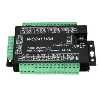 

WS24LU3A 24CH DMX Controller 24 Channel DMX 512 Decoder RGB Controller Decoder for RGB LED Strip Module Lights 24x3A WS24LU3A