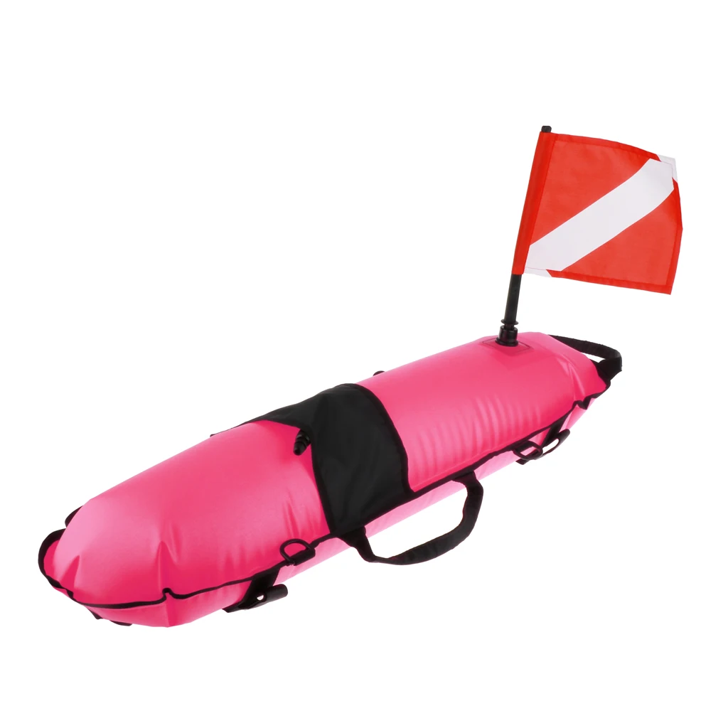 Pro Scuba Diving Inflatable Surface Marker Buoy Float with Dive Flag Snorkeling Freediving Safety Equipment