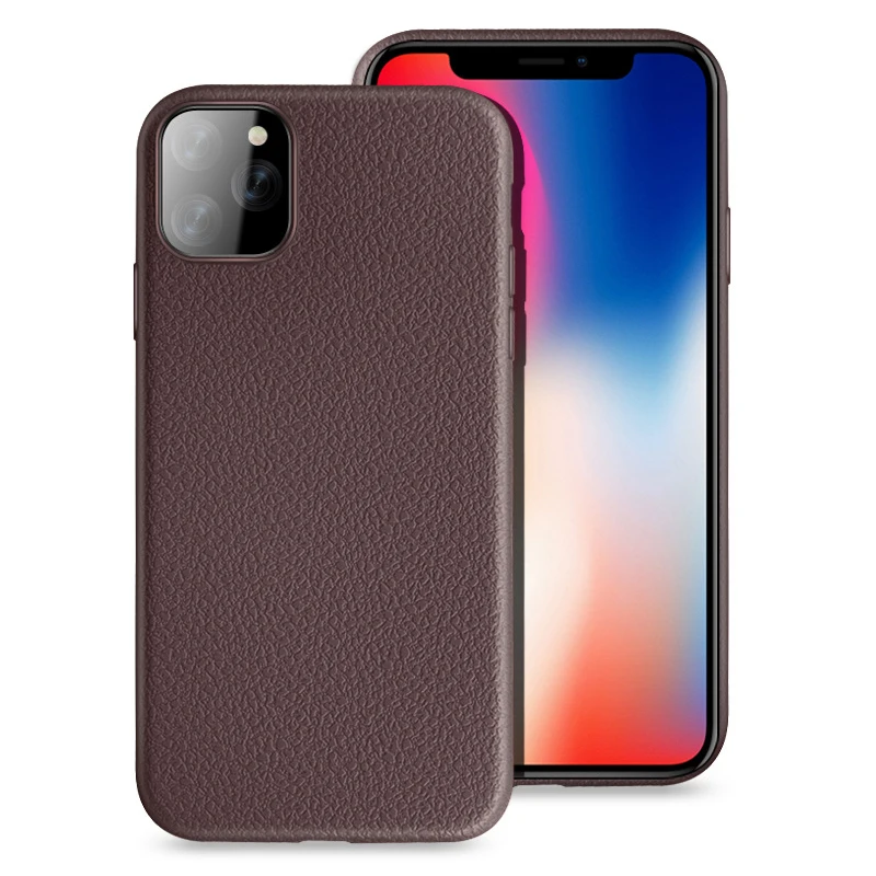 500 шт Роскошные кожаные чехлы с текстурой личи для iPhone 11 Pro Max XS XR X 8 7 6 6S Plus противоударный мягкий ТПУ чехол