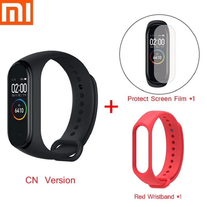 Xiaomi Mi смарт-браслет 4 фитнес-браслет MiBand 4 Частота сердечных сокращений большой сенсорный экран сообщение Smartband D30 - Цвет: Красный