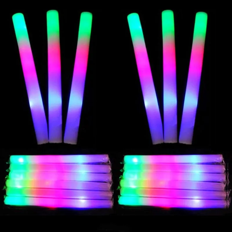 Foam Glow Sticks for Wedding LED Light Up Foam Sticks Colorful Flashing  Sticks Birthday Easter Party Supplies Glow in The Dark