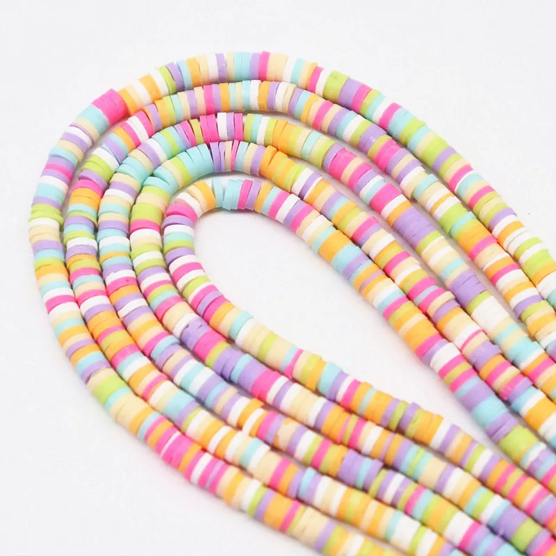 16Inch About 350-400pcs/Strand 4mm Flat Round Polymer Clay Beads