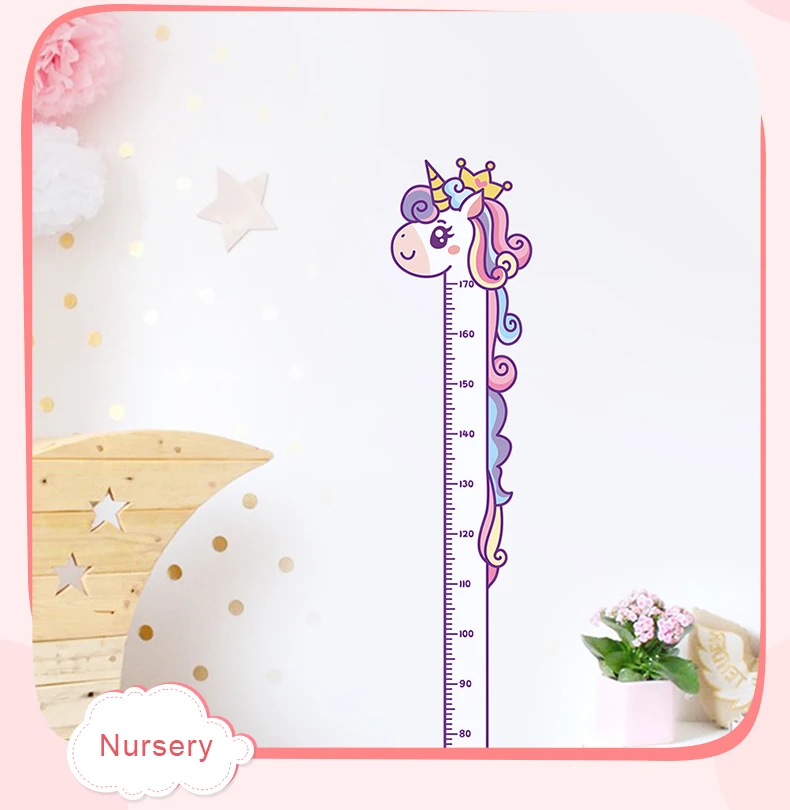 Unicorn Height Measurement Wall Stickers