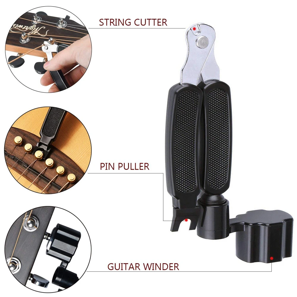 black MINGZE 3-In-1 Guitar String Winder And Cutter Multifunctional Bass Guitar String Pin Peg Puller Cut Strings Professional Maintenance Guitar Repairing and Adjustment Tool Kit black MINGZE 3-In-1 Guitar String Winder And Cutter Multifunctional Bass Guitar String Pin Peg Puller Cut Strings Professional Maintenance Guitar Repairing and Adjustment Tool Kit