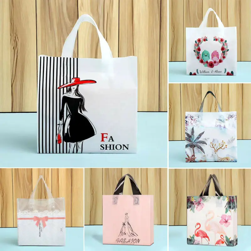 Details about   Shopping Plastic Bag Gifts Packaging Boutique Cloths Handles Outdoors Occasions 