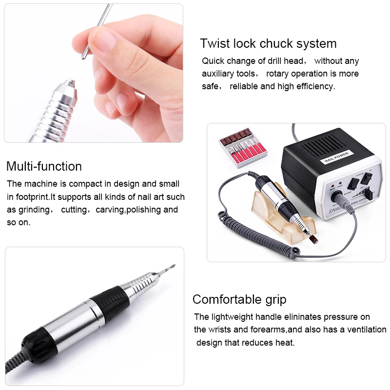 Профессиональная электрическая дрель для маникюра, набор станков для маникюра 30000/35000 об/мин, фрезер для педикюра, пилочка для ногтей, набор инструментов для маникюра