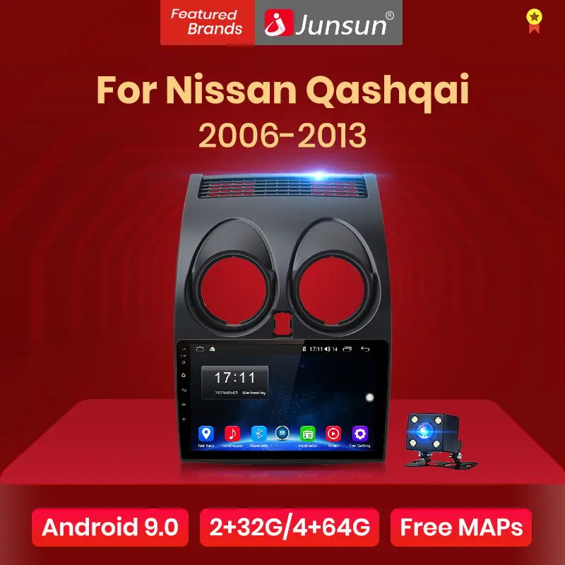 Автомагнитола Junsun 2 din + 32 ГБ Android 10 для Nissan Qashqai J10 2006 2009 2011 2013 Bluetooth GPS