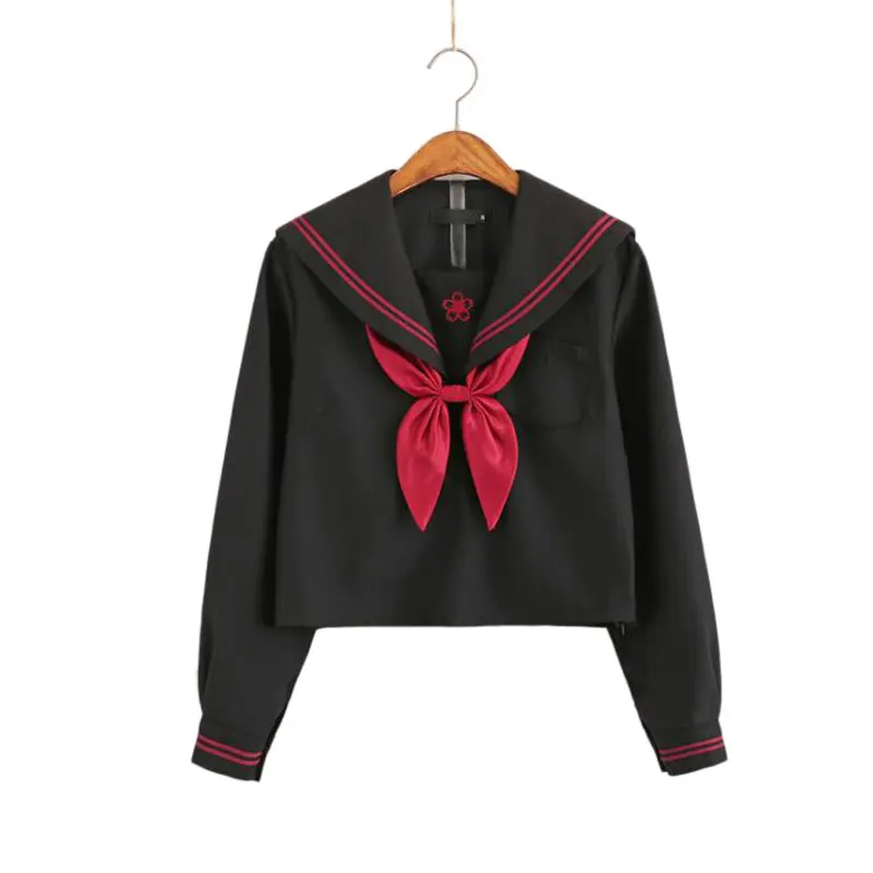 Autumn Japanese School Uniforms For Girls Cute Long-length Sailor Tops Pleated Skirt Full Sets Cosplay JK Costume Series