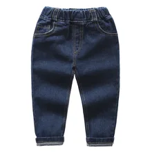 Новые товары, детская одежда, осенние детские джинсы в Корейском стиле, модные однотонные джинсы для мальчиков