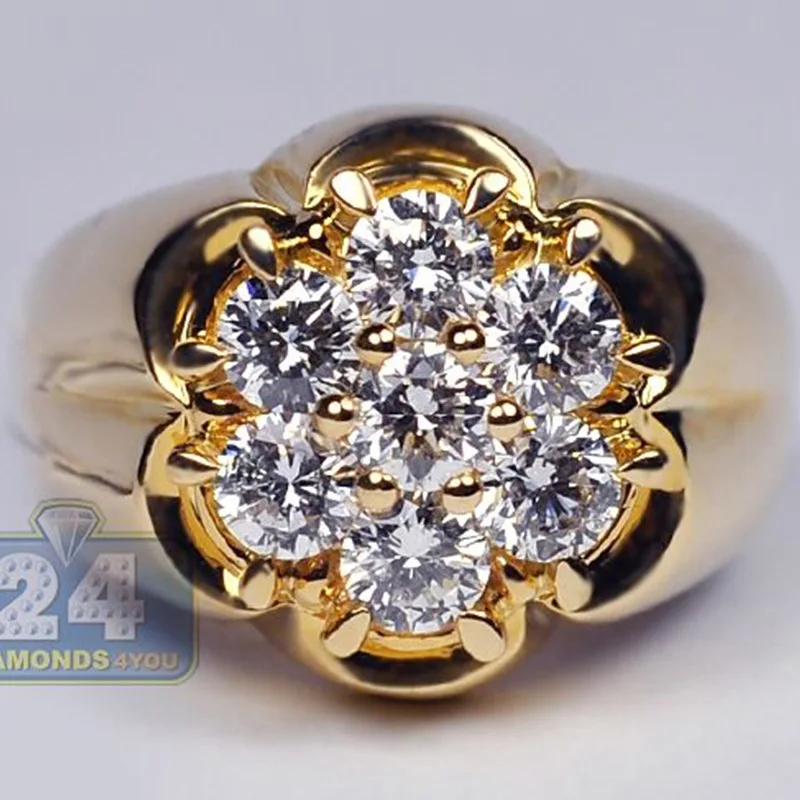 High Quality Gold Color Dazzling Flower Shape Finger Ring CZ Zircon Woman Girl Delicate Crystal Wedding Engagement Jewelry Rings | Украшения