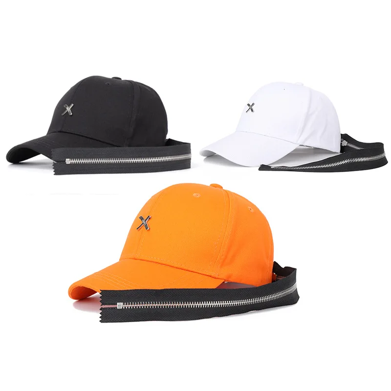 

2019 New the metal X standard zipper float baseball cap personality couple bending cap cap student hat