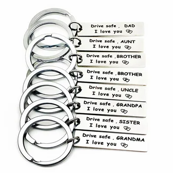 

Stainless Steel Drive Safe Keychain Dad Mom Brother Sister Grandpa Grandma Uncle Aunt Family Gift New Driver Keyring Jewelry