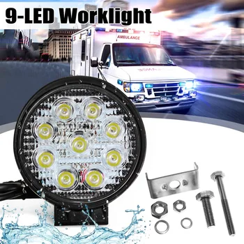 

27W 9 LED Round Headlight Work Light Lamp Flood Led Bulbs Beam Off Road Light Portable Round Bar Lamp For Truck SUV