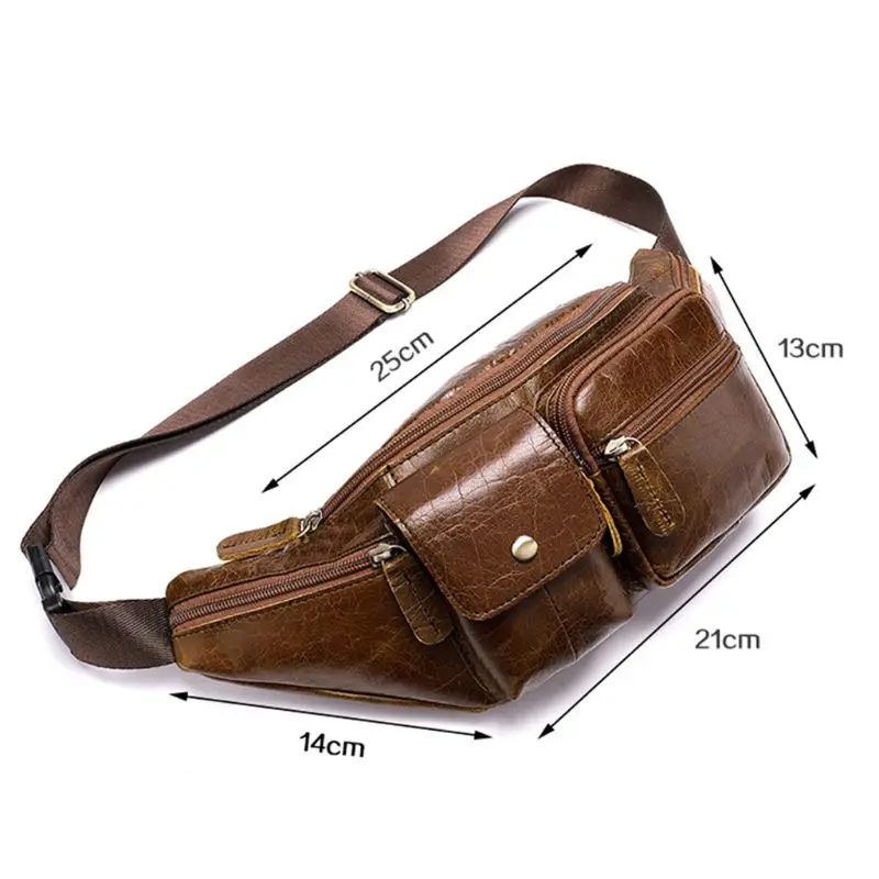 Мужская винтажная поясная сумка из натуральной кожи, нагрудная сумка, сумка через плечо