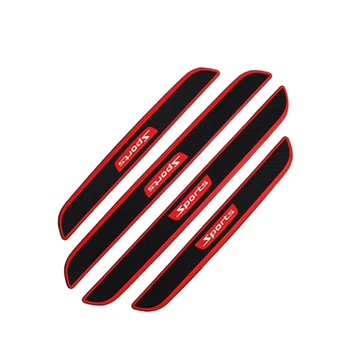 

4Pcs Universal Car Door Sill Protector Carbon Fiber Door Anti-Wear Plate Cover Panel Pedal Protector Red