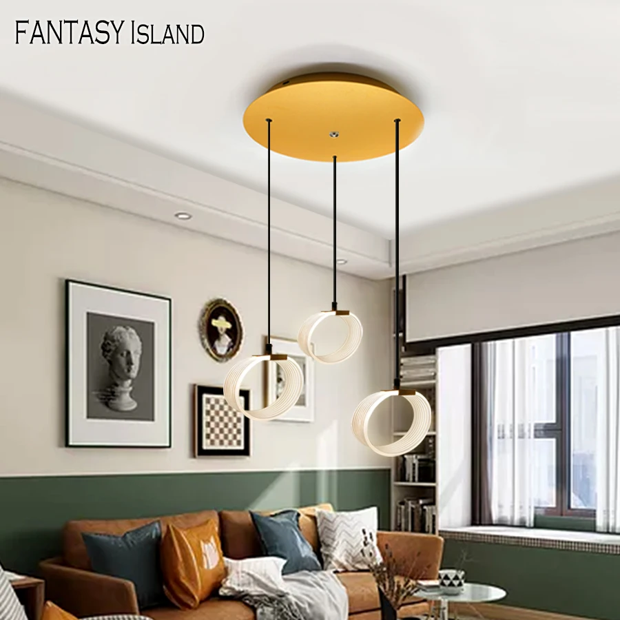 

Modern Led Chandelier Ceiling Lighter For Living room Bed room 3 heads Acrylic Lighting Fixture Golden Color Finished