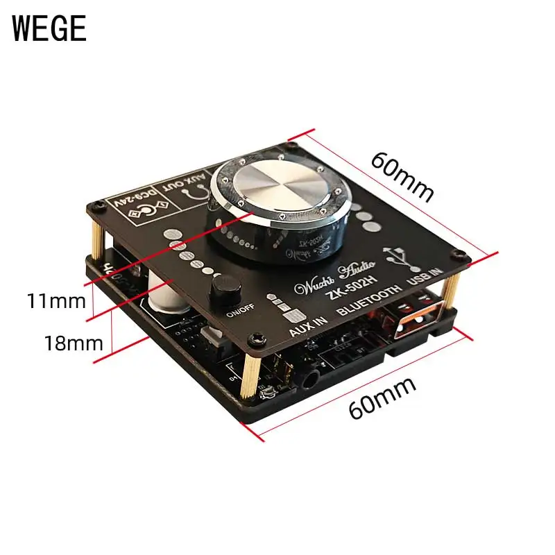 WEGE 502M 502H 1002M 50W*2 100W*2 TPA3116D2 Digital Audio Power Amplifier Board Stereo BT5.0 USB Mini AMP AUX Wuzhi Audio USB audio amplifier board operational amplifier audio tube amplifier