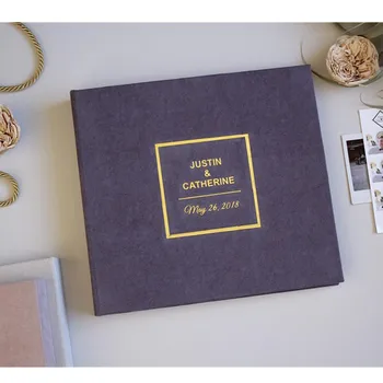 

Personalised Dark Grey Wedding Album with Gold Lettering,landscape cutom birthday Photo Guest book, ,Rustic Wedding book booth