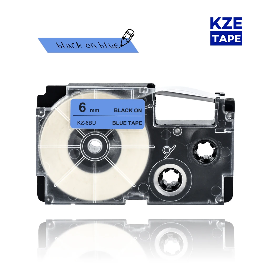 6 Millimetri Casio Etichetta Nastro Nastri Di Etichette Nero Su Blu Compatibile Xr6Bu Xr 6Bu Xr-6Bu Per Kl-60 Macchina Da Scrivere Kl-60Sr Kl120 Ez La