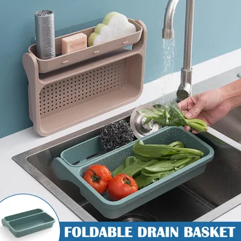 

Foldable Drain Basket Vegetable Washing Rack Wall-mounted Kitchen Sink MJJ88