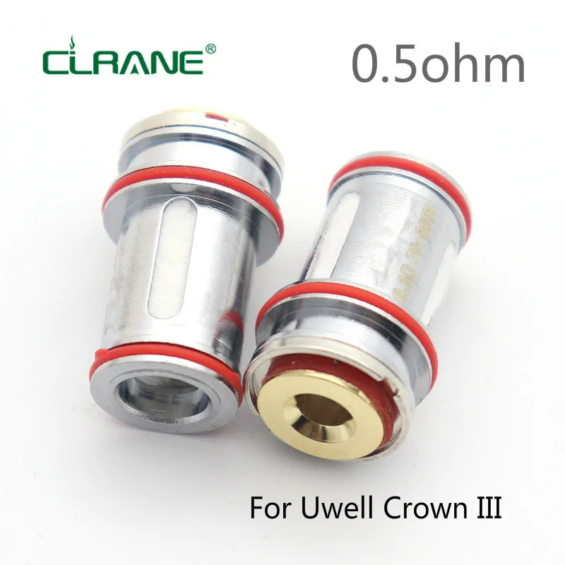 

clrane 2pcs 0.15 ohm/ Coil For Uwell Crown Atomizer 0.5 ohm Coil For Uwell Crown III/Crown 3
