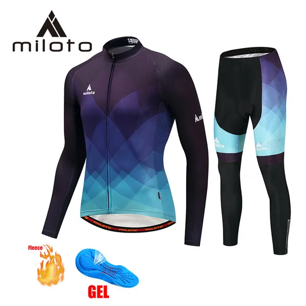 MILOTO зимняя одежда для велоспорта, Майо ciclismo, термо флисовые длинные комплекты,, мужские костюмы для горного велосипеда, гоночные комплекты для езды на велосипеде - Цвет: long suits