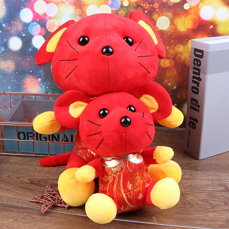 Милые год крысы китайское платье талисман благословение мышь плюшевая крыса в Танг костюм мягкие игрушки китайский год вечерние украшения подарок