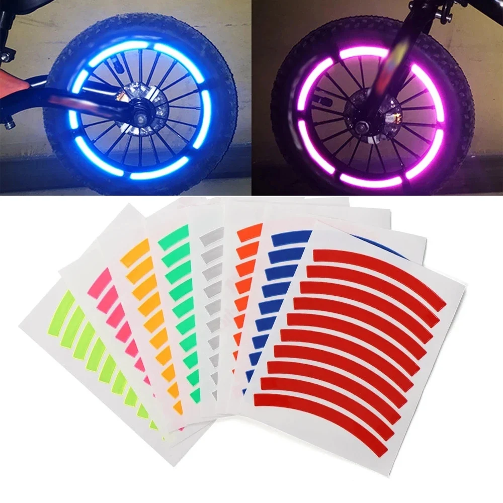 10Pcs Children's Balance Bike Reflective Sticker Wheel Decals Reflective Tire Applique Tape Safety Stickers Bicycle Accessories